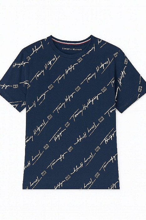 CAMISETA INFANTIL MENINO TOMMY HILFIGER AZUL MARINHO COM LOGOS