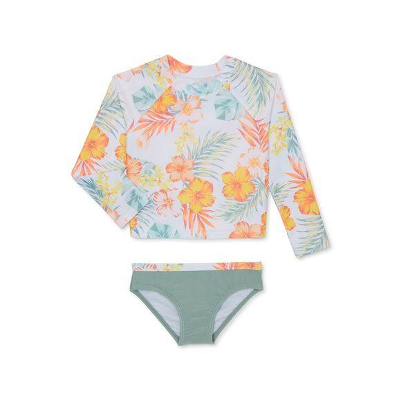 CAMISETA DE PRAIA COM CALCINHA WONDER NATION FLORAL LARANJA - PROTEÇÃO SOLAR