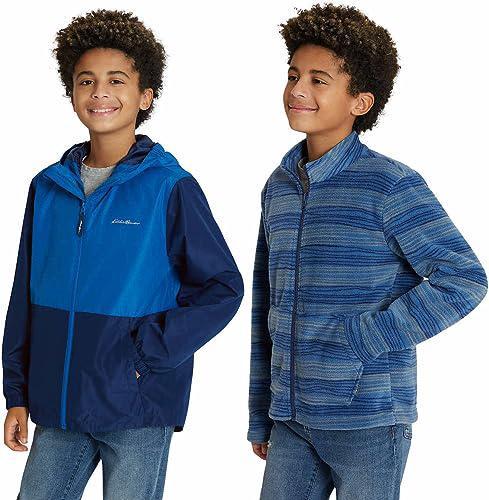JAQUETA INFANTIL MENINO EDDIE BAUER DUPLA FACE AZUL MARINHO E LISTRADA