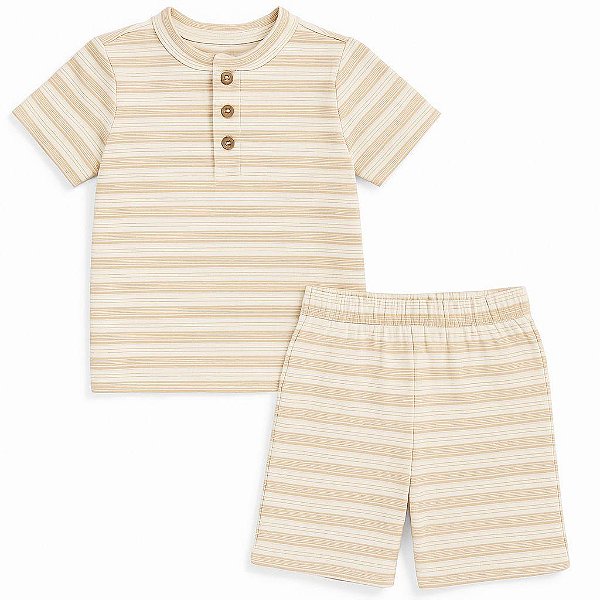 PIJAMA INFANTIL MENINO 2 PEÇAS LIAM E JAMES LISTRADO BEGE