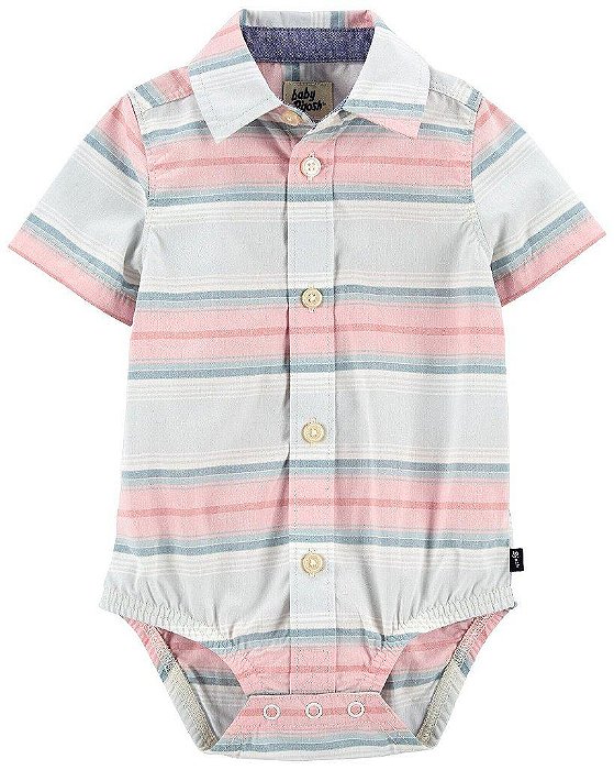 ROMPER INFANTIL MENINO BABY B'GOSH CAMISA LISTRAS COLORIDAS