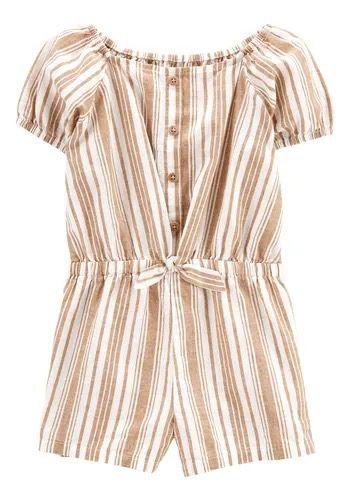 MACAQUINHO INFANTIL OSHKOSH MENINA LISTRADO CARAMELO BOTÕES