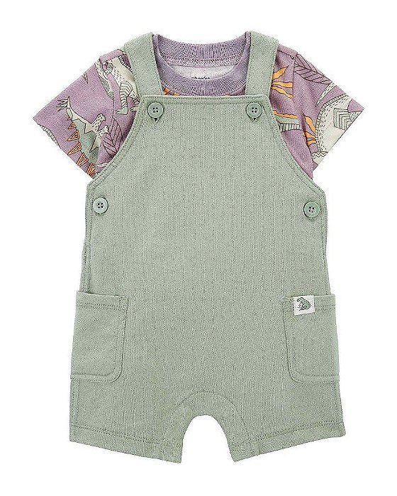 JARDINEIRA INFANTIL MENINO CARTERS VERDE COM CAMISETA DINOSSAUROS