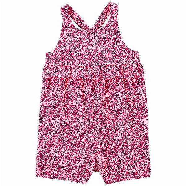 ROMPER INFANTIL MENINA CARTERS BRANCO COM FLORES PINK