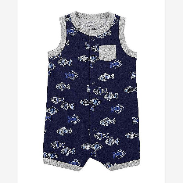 ROMPER INFANTIL MENINO CARTERS REGATA AZUL MARINHO PEIXE