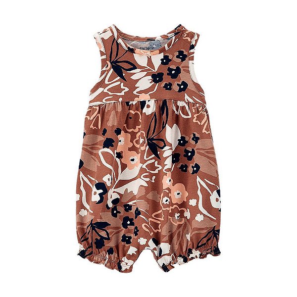 ROMPER INFANTIL MENINA CARTERS REGATA MARROM FLORAL
