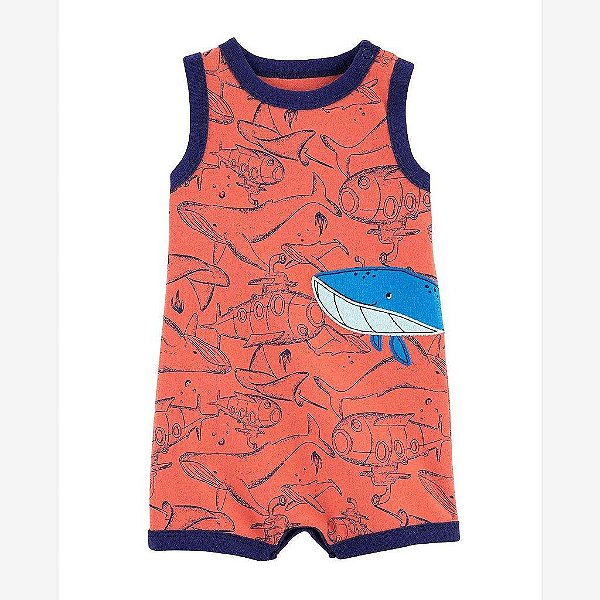 ROMPER INFANTIL MENINO CARTERS REGATA LARANJA BALEIA