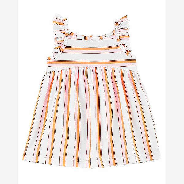 VESTIDO INFANTIL MENINA CARTERS LISTRAS LARANJA