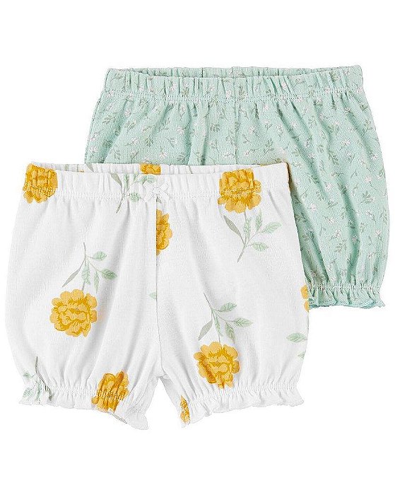 KIT COM 2 SHORTS VERDE E FLORAL AMARELO - MENINA CARTERS