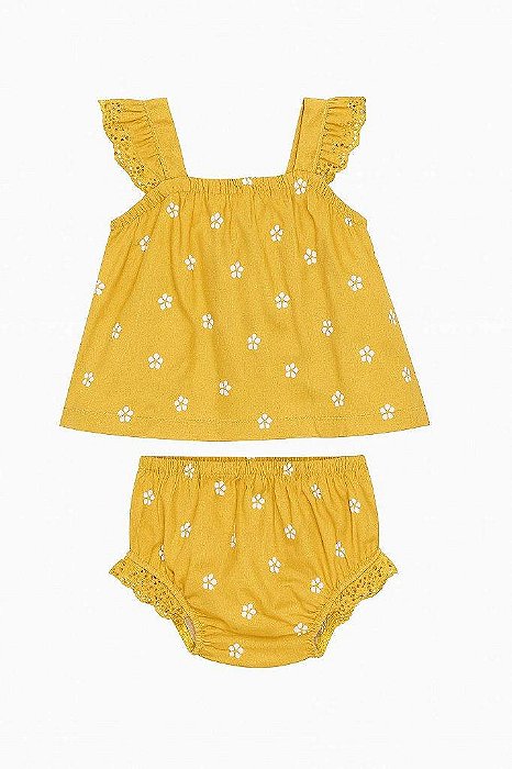 CONJUNTO INFANTIL MENINA CARTERS 2 PEÇAS BATA COM CALCINHA CARAMELO RENDA