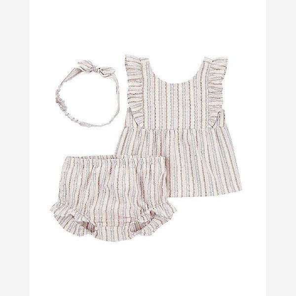 CONJUNTO INFANTIL MENINA CARTERS 3 PEÇAS LISTRADO COM LAÇO
