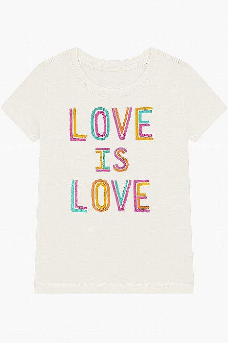 CAMISETA INFANTIL MENINA OSHKOSH MANGA CURTA BRANCA LOVE IS LOVE