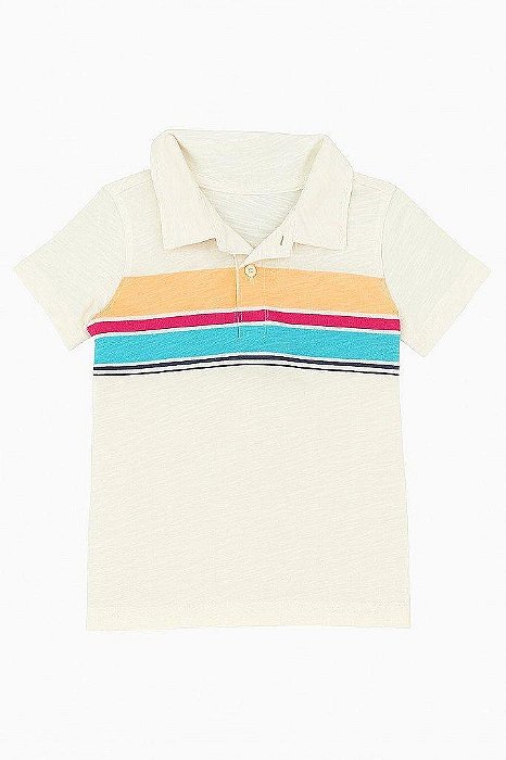 CAMISETA INFANTIL MENINO CARTERS BRANCA GOLA POLO LISTRAS