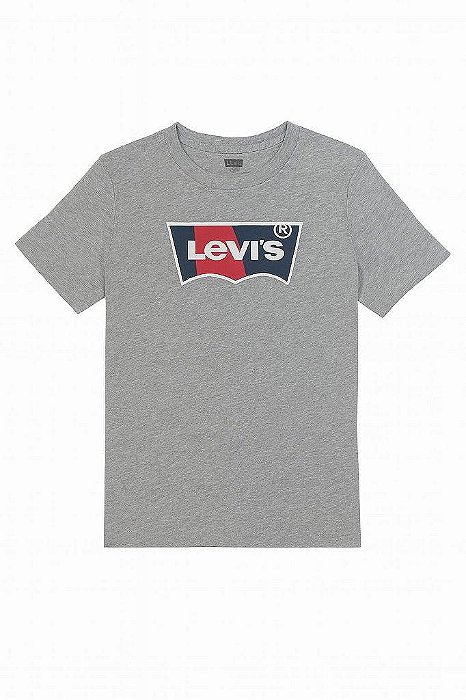 CAMISETA INFANTIL MENINO LEVIS MANGA CURTA CINZA COM LOGO