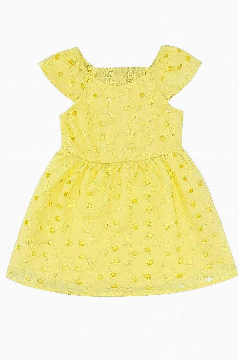 VESTIDO INFANTIL KNIT WORKS AMARELO RENDADO