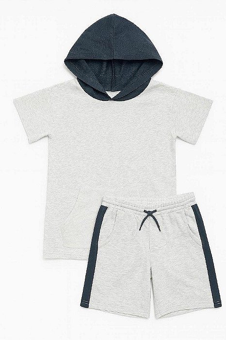 CONJUNTO MENINO CARTERS 2 PEÇAS MOLETINHO CINZA E CHUMBO COM GORRO