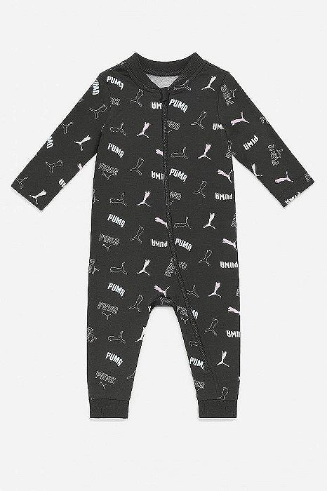 MACACÃO MENINA PUMA PRETO LOGOS COLORIDAS