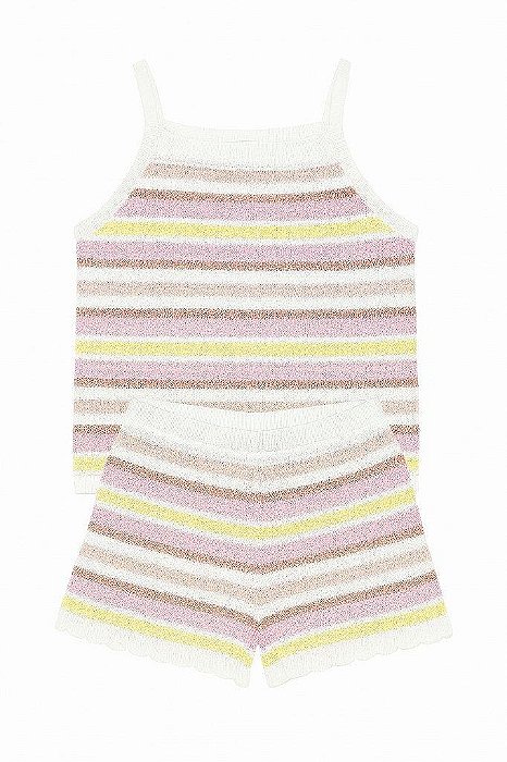 CONJUNTO MENINA REGATA E SHORTS CROCHÊ LISTRADO - OSHKOSH IMPORTADO