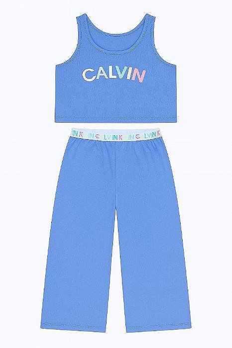 CONJUNTO INFANTIL MENINA 2 PEÇAS CALVIN KLEIN AZUL
