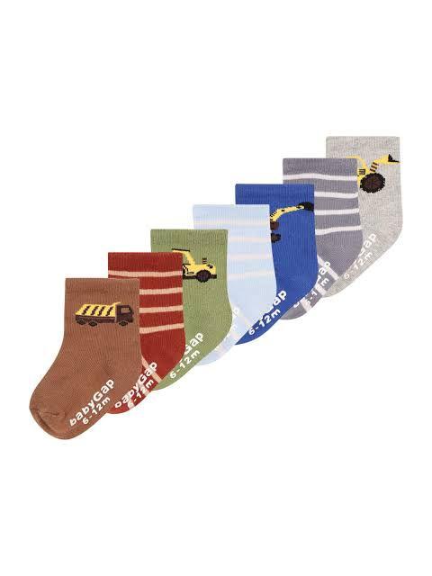KIT COM 7 PARES DE MEIA GAP MENINO CAMINHÃO