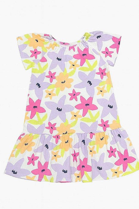 VESTIDO INFANTIL OKIE DOKIE MANGA CURTA FLORAL