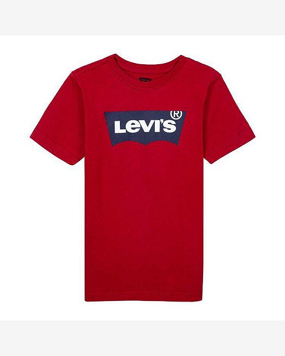CAMISETA INFANTIL LEVI?S VERMELHA BÁSICA MANGA CURTA COM LOGO