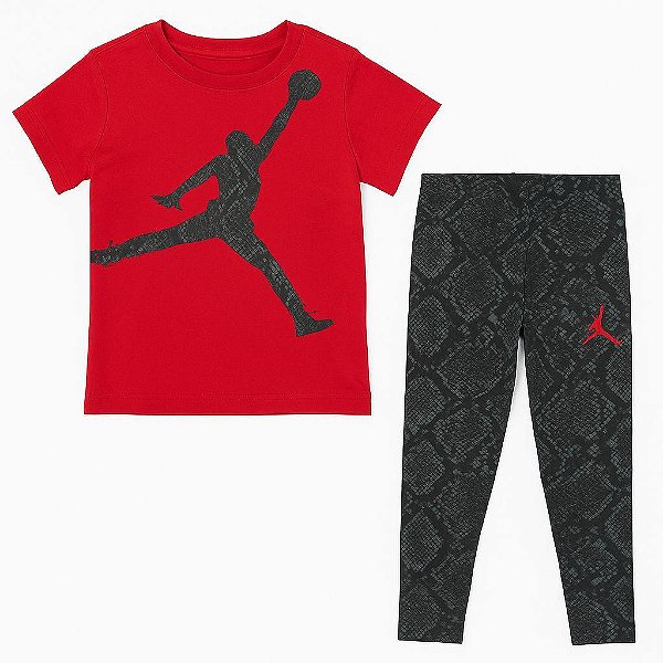 CONJUNTO INFANTIL NIKE AIR JORDAN MENINA ? CAMISETA VERMELHA E LEGGING