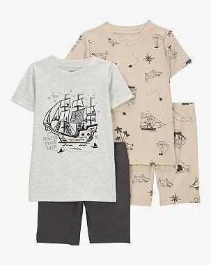 PIJAMA INFANTIL MENINO CARTER?S 4 PEÇAS CINZA E BEGE PIRATAS
