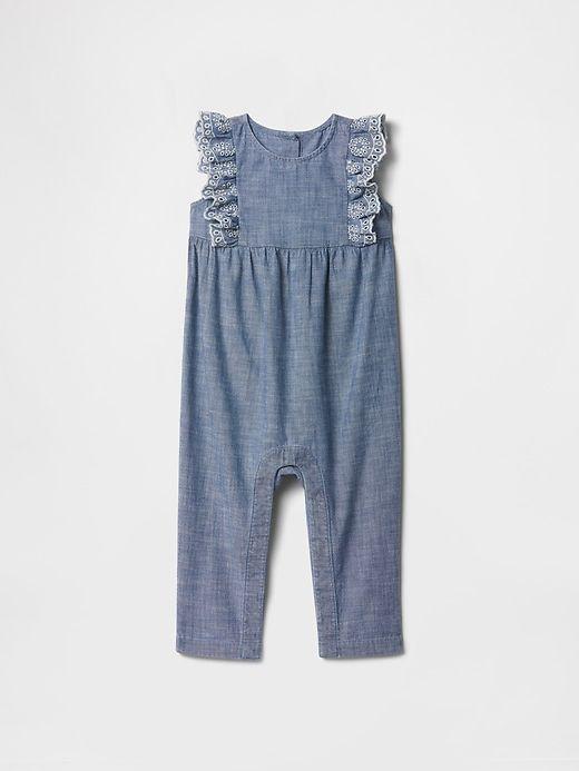 MACACÃO INFANTIL MENINA GAP JEANS FAKE RENDA MANGA REGATA IMPORTADO