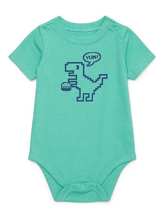 BODY INFANTIL MENINO GARANIMALS VERDE DINOSSAURO IMPORTADO