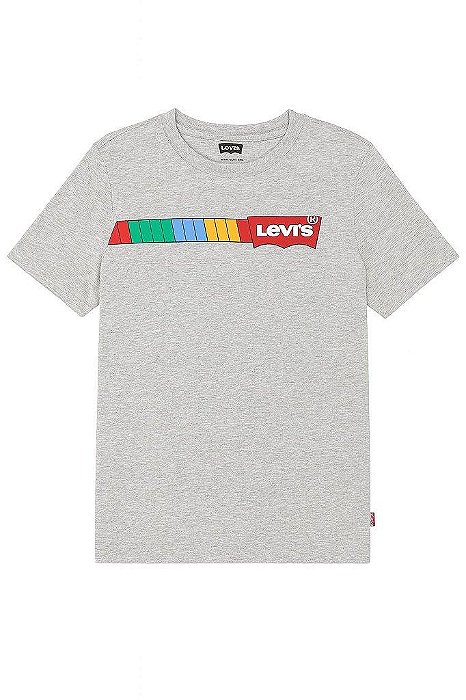 CAMISETA INFANTIL LEVI'S CINZA BASICA LOGO COLORIDA IMPORTADA