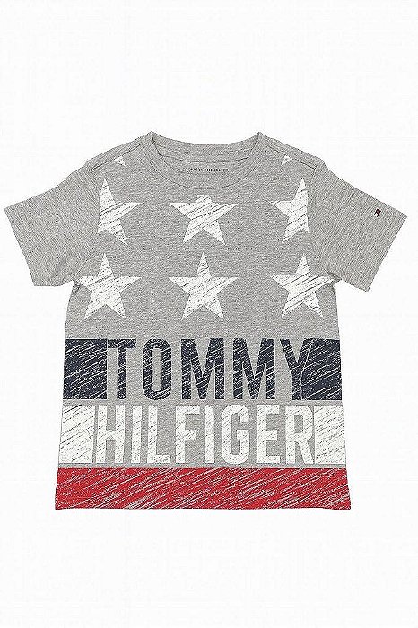CAMISETA INFANTIL MENINO TOMMY HILFIGER CINZA ESTAMPA ESTRELAS