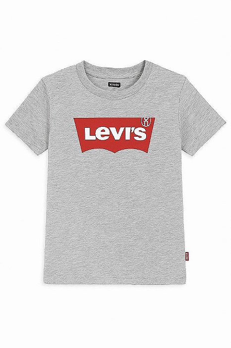 CAMISETA INFANTIL LEVI'S CINZA BÁSICA COM LOGO VERMELHA IMPORTADA