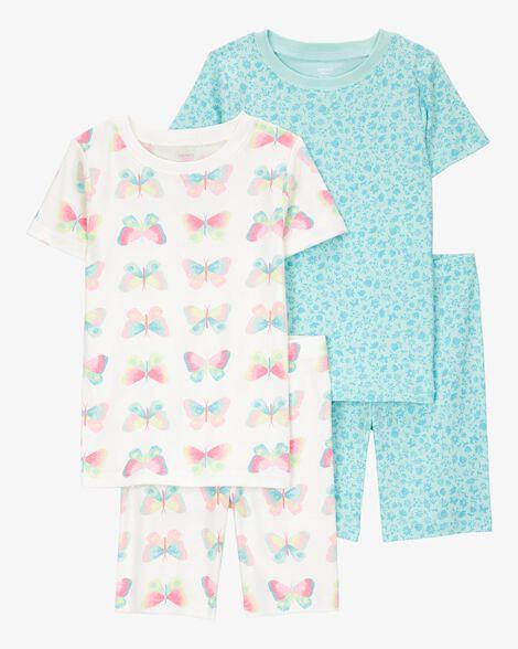 PIJAMA INFANTIL MENINA CARTER?S 4 PEÇAS VERDE FLORES E BORBOLETAS