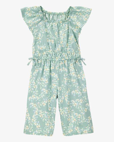 MACACÃO INFANTIL MENINA OSHKOSH VERDE FLORES WIDE LEG IMPORTADO