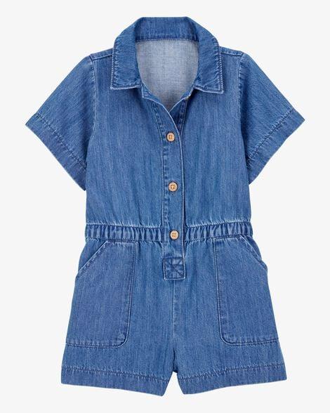 MACAQUINHO INFANTIL MENINA OSHKOSH JEANS FAKE COM BOLSO