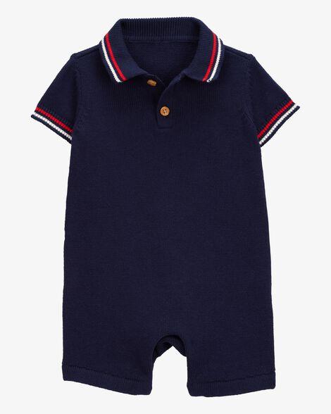 ROMPER POLO INFANTIL BABY B?GOSH TRICÔ AZUL MARINHO