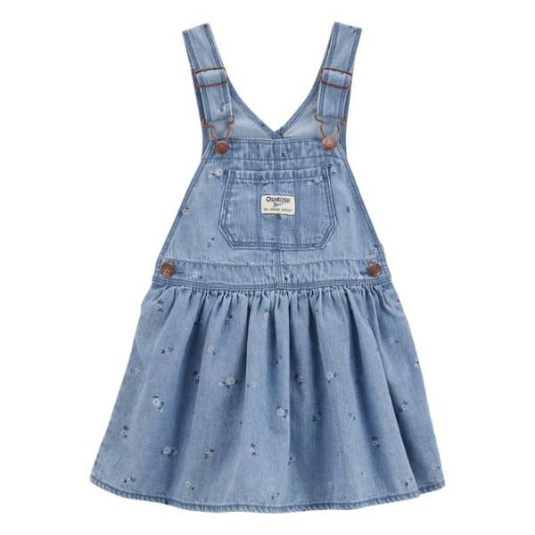 VESTIDO JEANS INFANTIL MENINA OSHKOSH AZUL FLORES