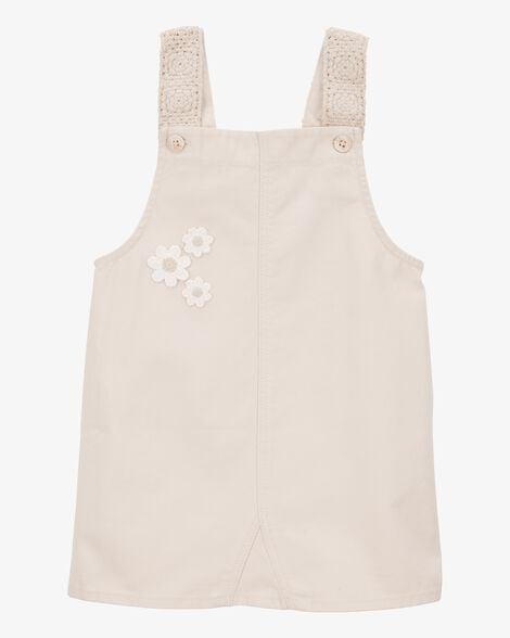 VESTIDO INFANTIL MENINA OSHKOSH SARJA MARFIM BORDADO FLORAL