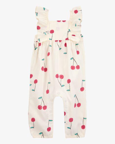 MACACÃO BEBÊ MENINA CARTER?S CEREJA MARFIM MANGAS ESVOAÇANTES