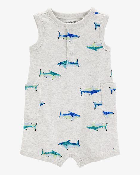 ROMPER BEBÊ MENINO CARTER?S REGATA CINZA TUBARÃO