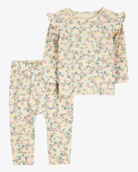 CONJUNTO 2 PEÇAS BEBÊ MENINA CARTER?S CAMISETA + CALÇA FLORAL