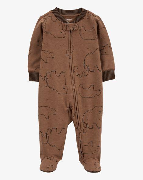 MACACÃO BEBÊ ALGODÃO MISTO URSO POLAR COM ZÍPER BIDIRECIONAL