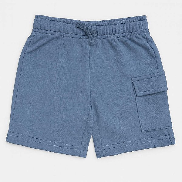 BERMUDA INFANTIL MENINO PEKKLE AZUL ALGODÃO COM BOLSO