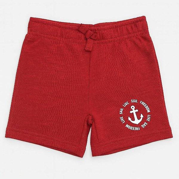 BERMUDA INFANTIL MENINO PEKKLE VERMELHA ALGODÃO ÂNCORA