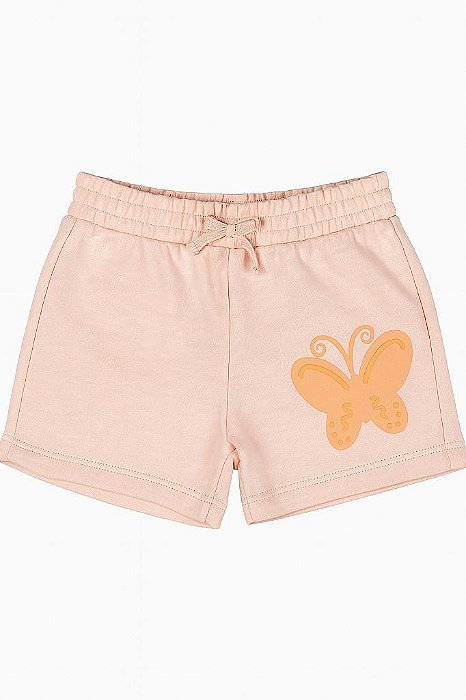 SHORTS INFANTIL MENINA PEKKLE ROSA COM BORBOLETA ALGODÃO
