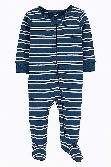 MACACÃO CARTER?S MENINO ALGODÃO AZUL MARINHO LISTRAS