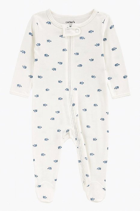MACACÃO CARTER?S BRANCO RINOCERONTE CONFORTÁVEL BEBÊ