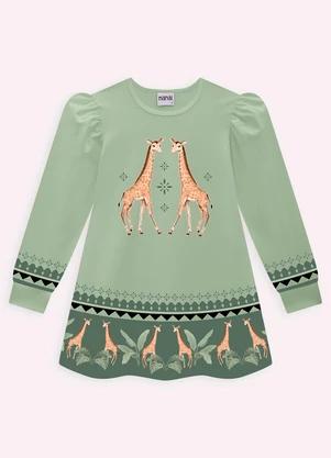 VESTIDO INFANTIL NANAI MENINA ? VERDE COM ESTAMPA DE GIRAFA