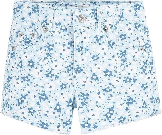 SHORTS JEANS INFANTIL MENINA LEVI?S ? AZUL COM BORDADO DE FLOR